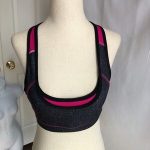 Avia Black and Pink Sports Bra with Pattern